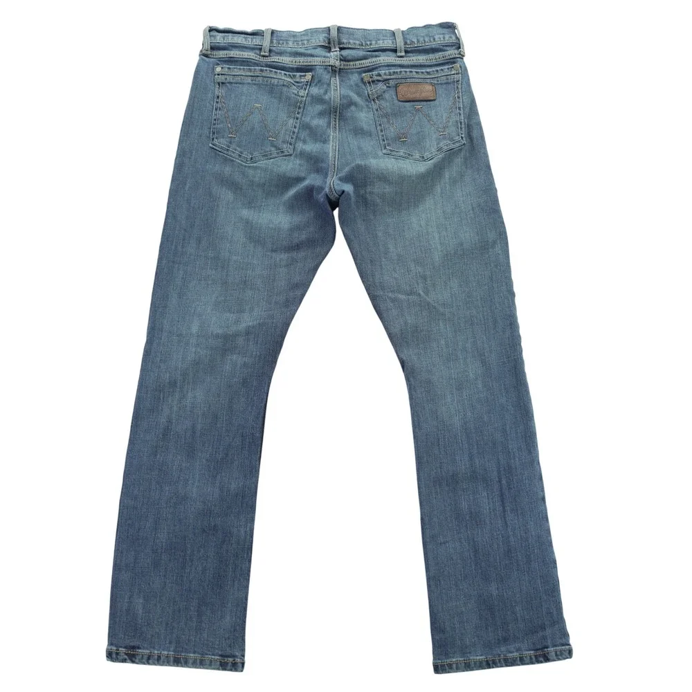 Wrangler Retro Mens Slim Bootcut Jeans Medium Wash Denim Blue W34 L30 - Picture 7 of 10
